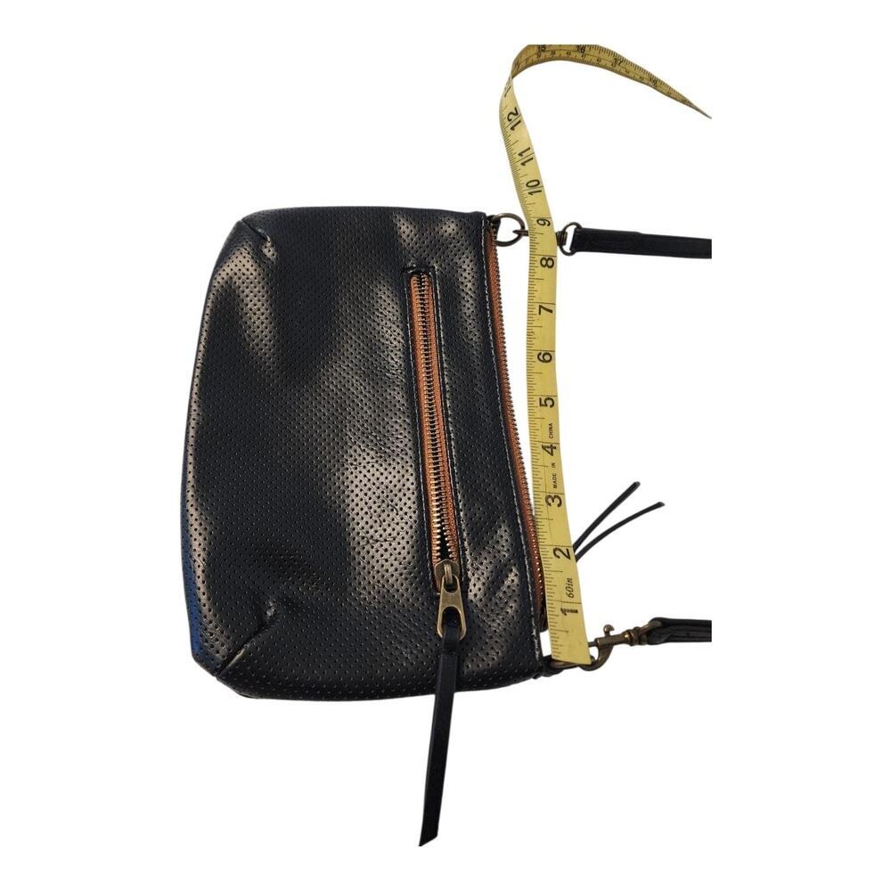 Universal Thread Black Faux Leather Crossbody Purse Perforated Adjustable Strap - Picture 6 of 7
